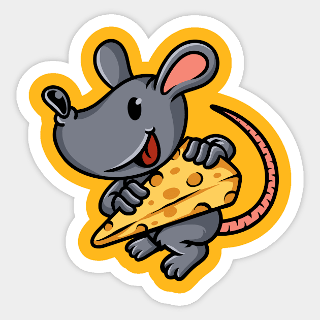 Mouse and Cheese Sticker by Tlatous